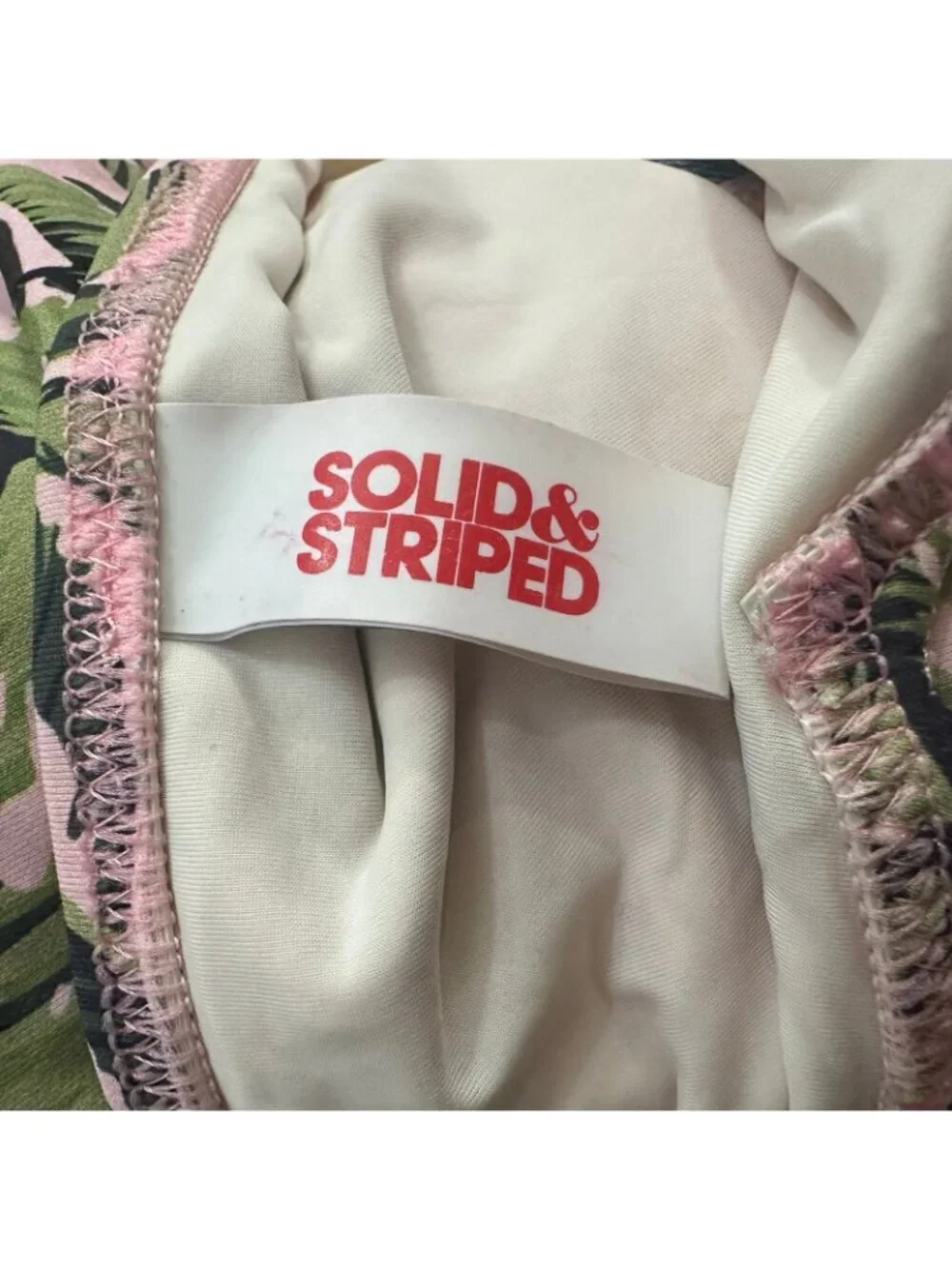 Solid & Striped bikini bottom pink palm leaf print S